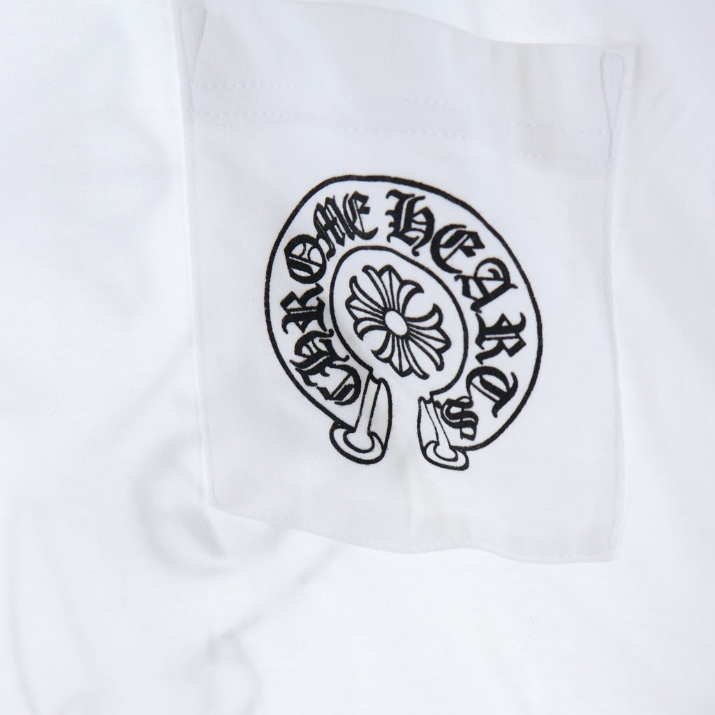 CHROME HEARTS(クロムハーツ) ホースシュー ロゴ ポケット Tシャツ カットソー ホワイト #XL