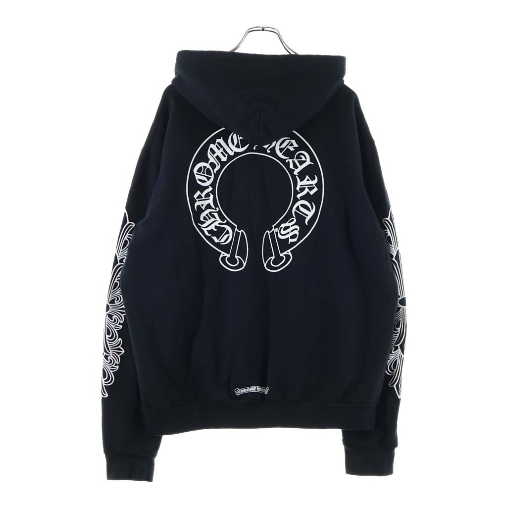 CHROME HEARTS(クロムハーツ) ホースシューバックプリント ロゴパーカー フーディー ブラック #L
