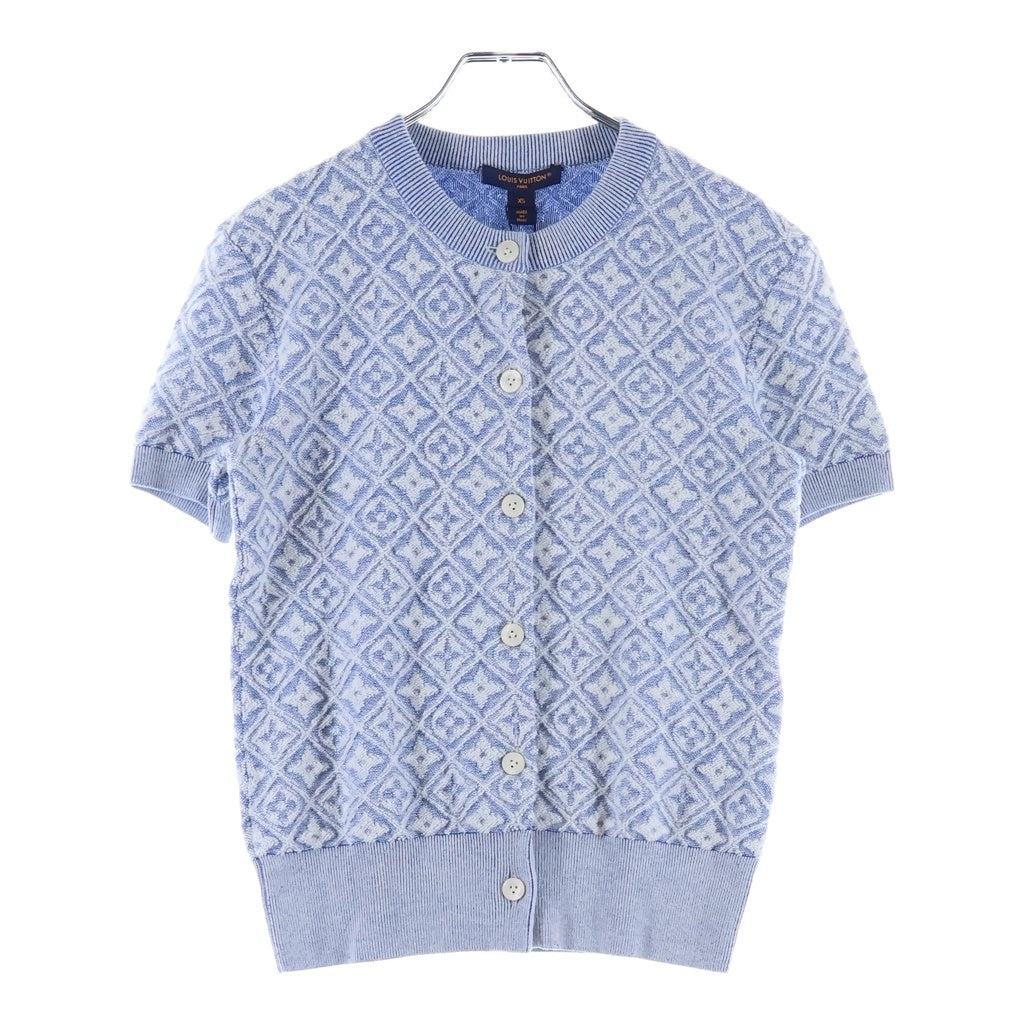 LOUIS VUITTON(ルイヴィトン) 26AW モノグラム タウアリング クルーネック 半袖 ニット カーディガン ライトブルー 1AK05Y RW262WW 775 FVKC30 レディース