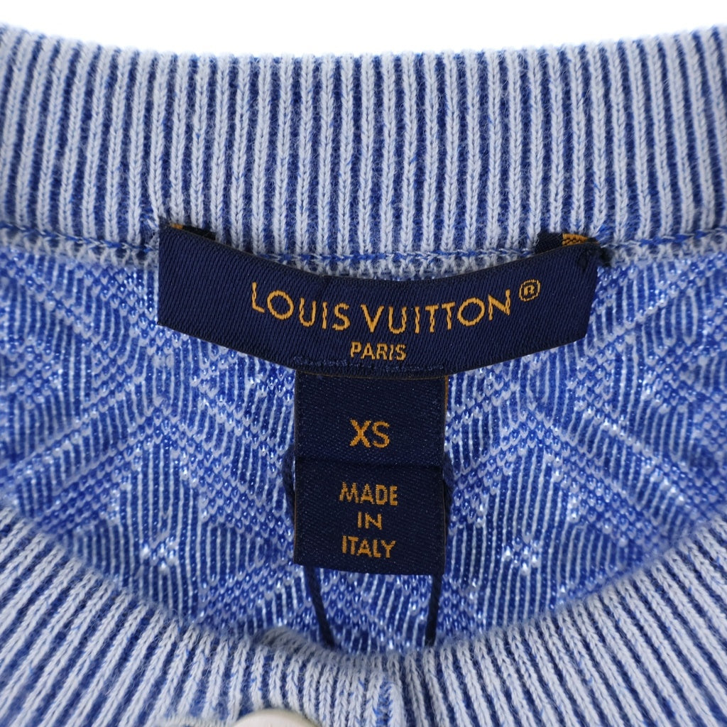 LOUIS VUITTON(ルイヴィトン) 26AW モノグラム タウアリング クルーネック 半袖 ニット カーディガン ライトブルー 1AK05Y RW262WW 775 FVKC30 レディース