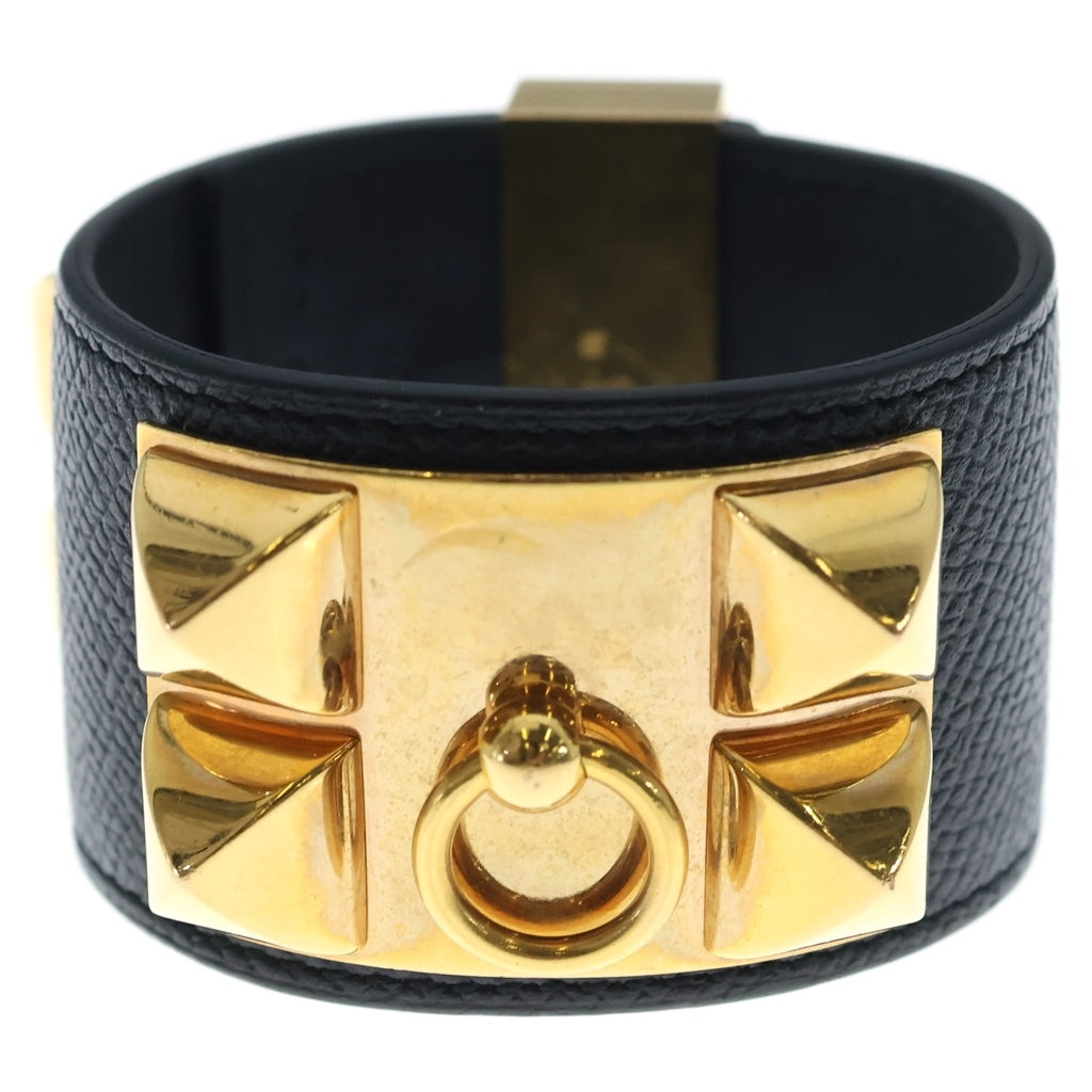HERMES(エルメス) コリエ・ド・シアン バングル ブレスレット ブラック ノワール ゴールド金具 T刻印 レディース