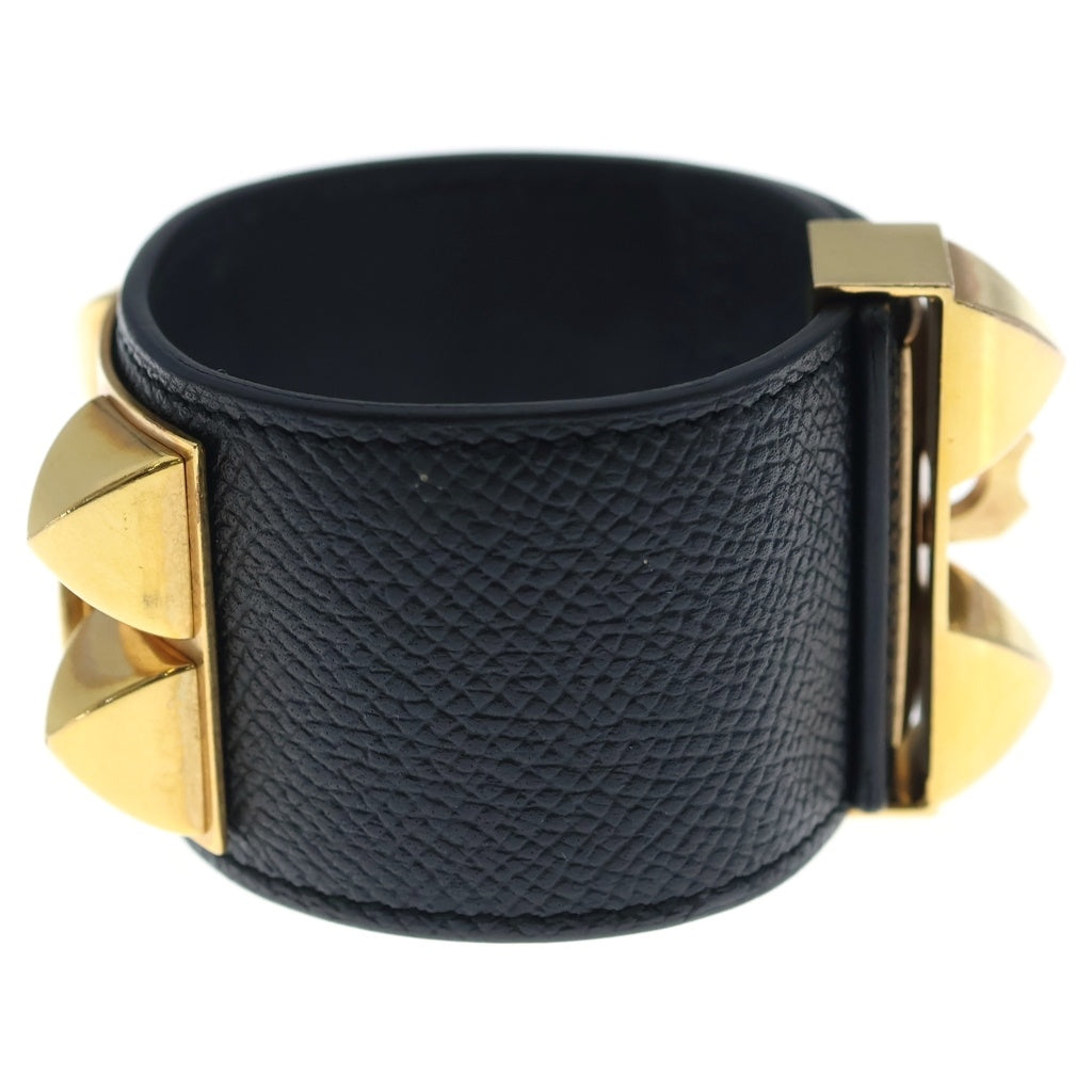 HERMES(エルメス) コリエ・ド・シアン バングル ブレスレット ブラック ノワール ゴールド金具 T刻印 レディース