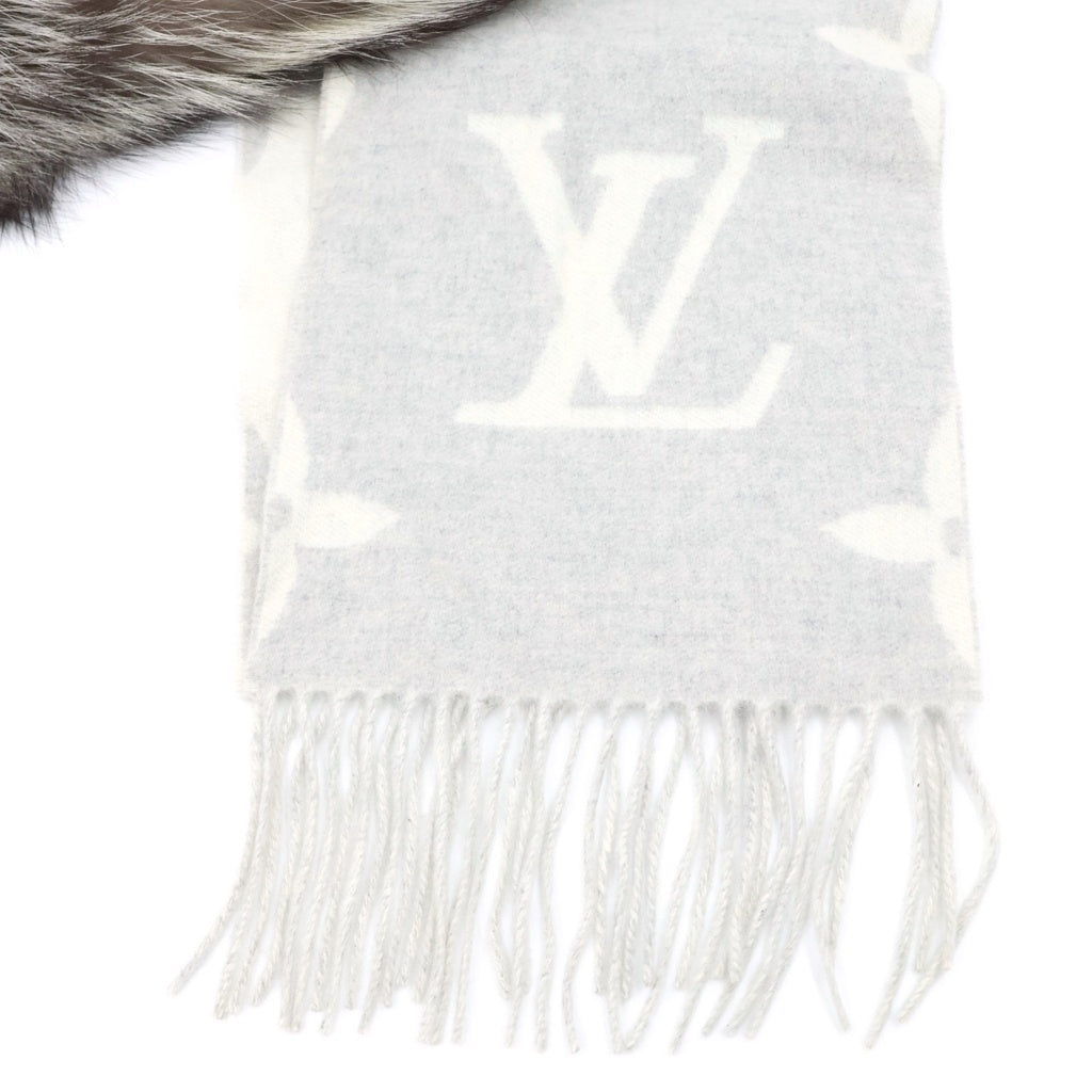 LOUIS VUITTON(ルイヴィトン) エシャルプ レイキャビック ファー グリペルル マフラー ストール モノグラム カシミヤ グレー M70722 レディース