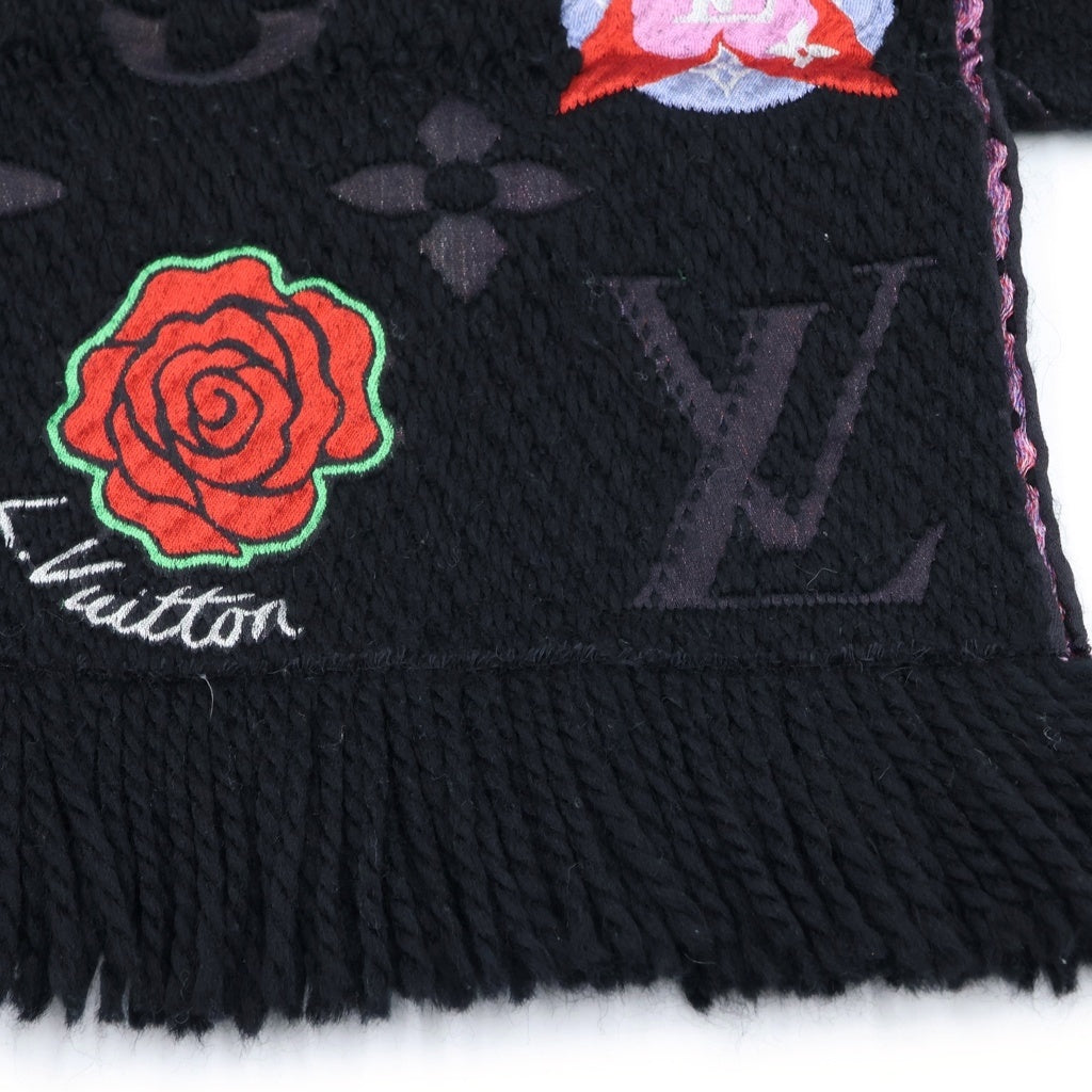 LOUIS VUITTON(ルイヴィトン) エシャルプ・ロゴマニア LV ストーリーズ ストール マフラー ウール シルク ブラック/マルチカラー M71060 レディース