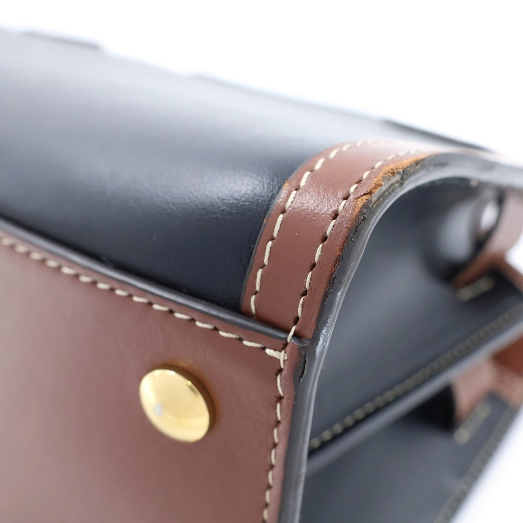 BURBERRY(バーバリー) タイトル ミニ ノバチェック 2WAYハンドバッグ ショルダーバッグ ブラウン×ブラック レザー ゴールド金具 レディース