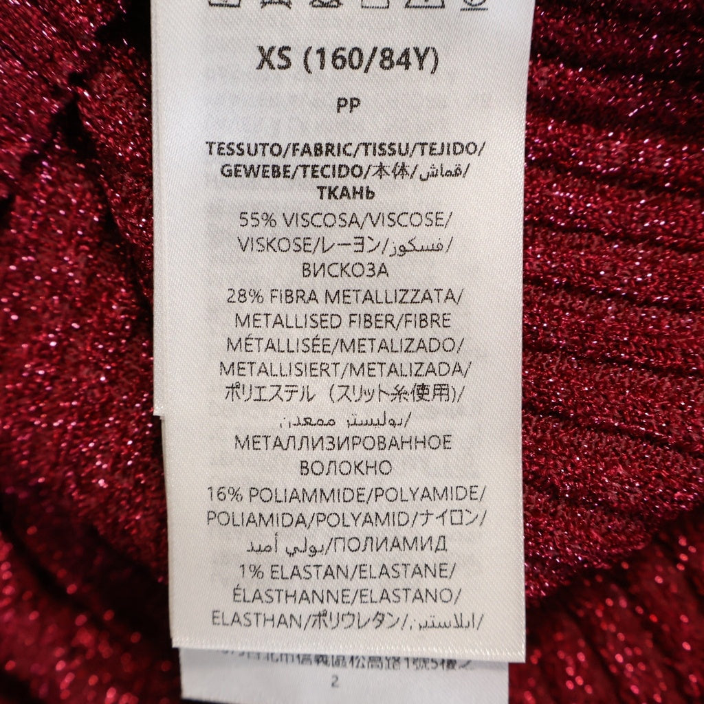 GUCCI(グッチ) レーヨン×ポリエステル リブ ラメ ニット クロップド丈 ポロシャツ #XS ピンク レディース