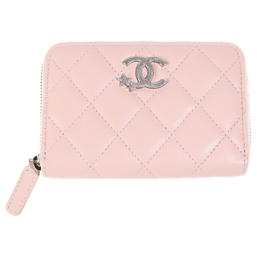 CHANEL(シャネル) マトラッセ ココマークスター コインパース ミニ財布 ウォレット ピンク ラムスキン AP3728 シルバー金具 レディース