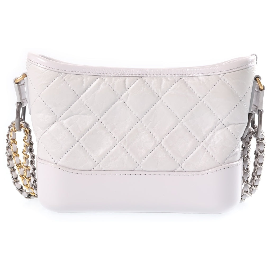 CHANEL(シャネル) ガブリエルドゥシャネル スモール チェーンショルダーバッグ ライトグレー レザー A91810 ゴールド×シルバー金具 レディース