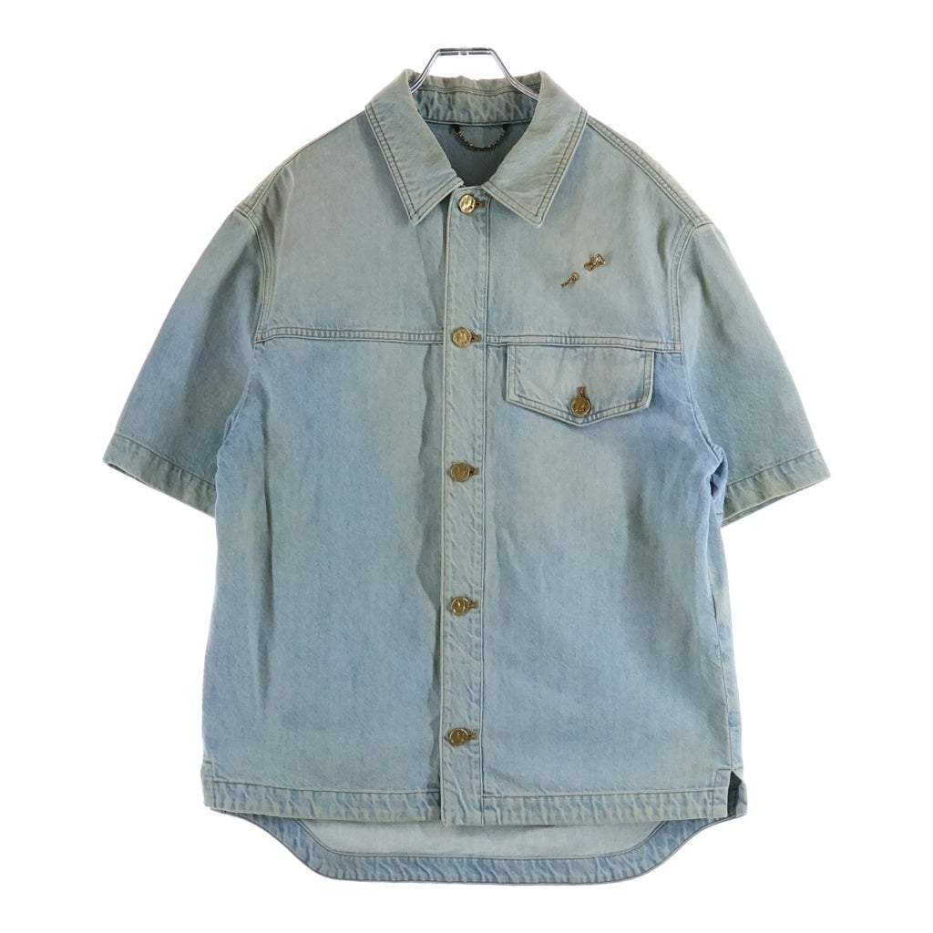 LOUIS VUITTON(ルイヴィトン) DENIM SS SHIRT DNA デニムショートスリーブシャツ コットン 半袖 シャツジャケット #S ブルー RM212Q EU6 HLS50W