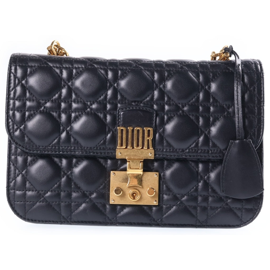 Christian Dior(クリスチャンディオール) アディクト カナージュ チェーンショルダーバッグ ブラック レザー ゴールド金具 レディース