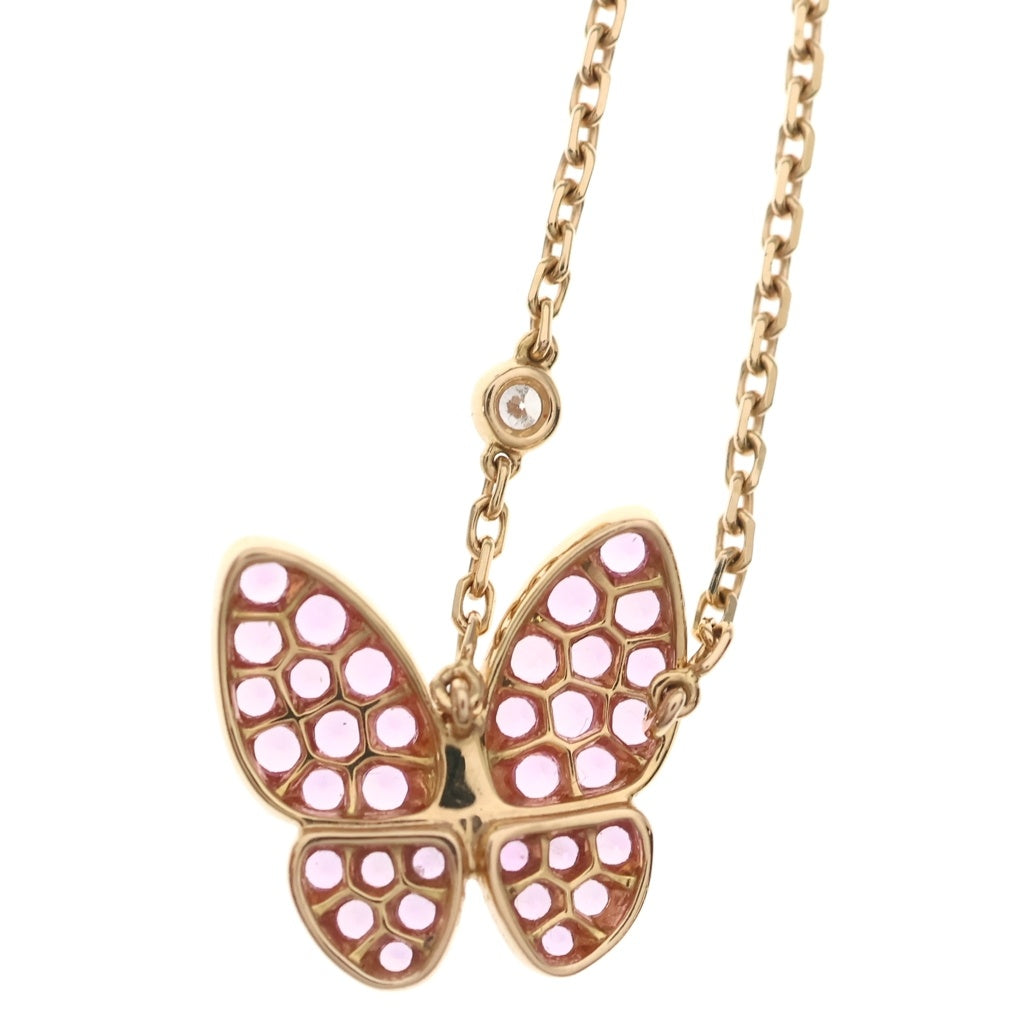 Van Cleef & Arpels(ヴァンクリーフアンドアーペル) ドゥ パピヨン ピンクサファイア×ダイヤ ネックレス Au750 K18 ピンクゴールド VCAR03M200 レディース