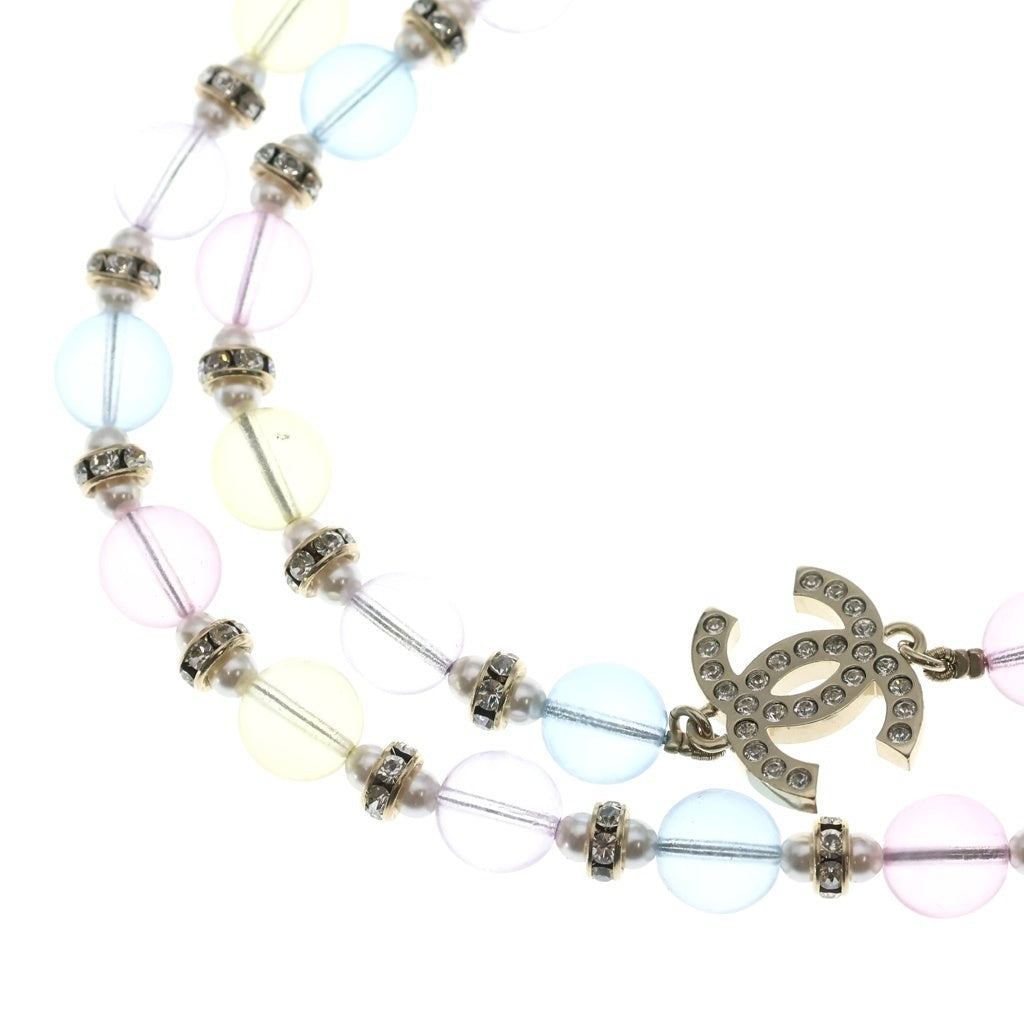 CHANEL(シャネル) ココマーク ストラス×パール ラインストーン ネックレス マルチカラー ゴールド金具 豆あり ABG768 レディース