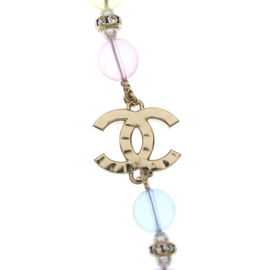 CHANEL(シャネル) ココマーク ストラス×パール ラインストーン ネックレス マルチカラー ゴールド金具 豆あり ABG768 レディース