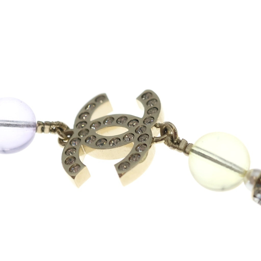 CHANEL(シャネル) ココマーク ストラス×パール ラインストーン ネックレス マルチカラー ゴールド金具 豆あり ABG768 レディース