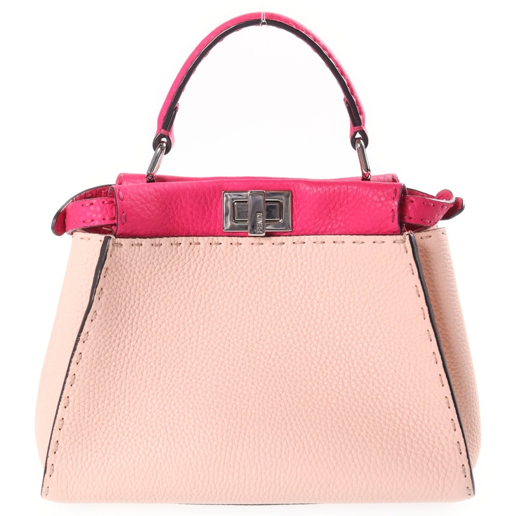 FENDI(フェンディ) ピーカブー セレリア ミニ 2WAYハンドバッグ ショルダーバッグ バイカラー ピンク レザー 8BN244 シルバー金具 レディース