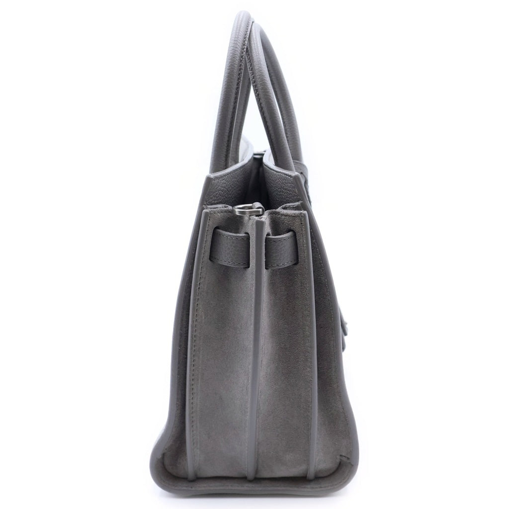 SAINT LAURENT PARIS(サンローランパリ) ベイビーサックドジュール 2WAYハンドバッグ ショルダーバッグ グレー レザー 477477 シルバー金具 レディース