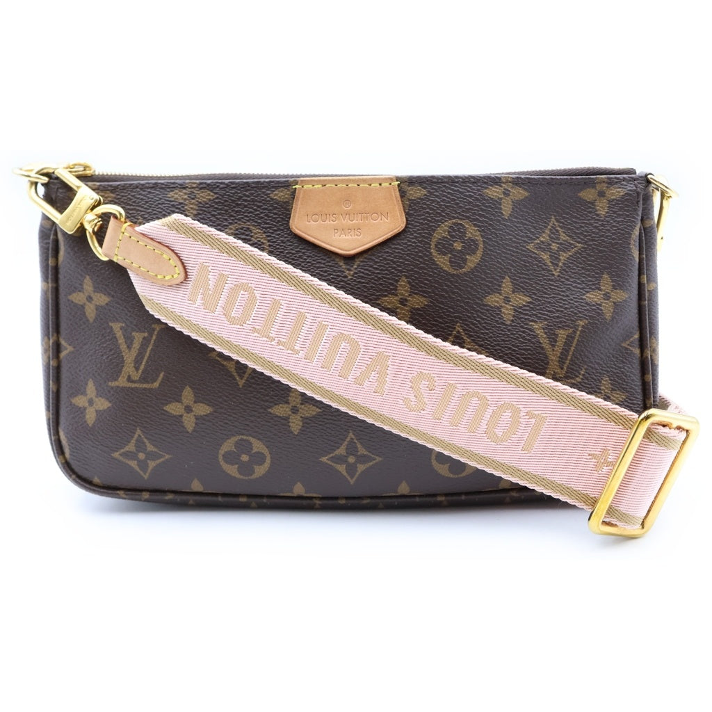 LOUIS VUITTON(ルイヴィトン) モノグラム ミュルティ・ポシェット・アクセソワール ショルダーバッグ ブラック×ピンク レザー×PVC M44840 ゴールド金具 レディース