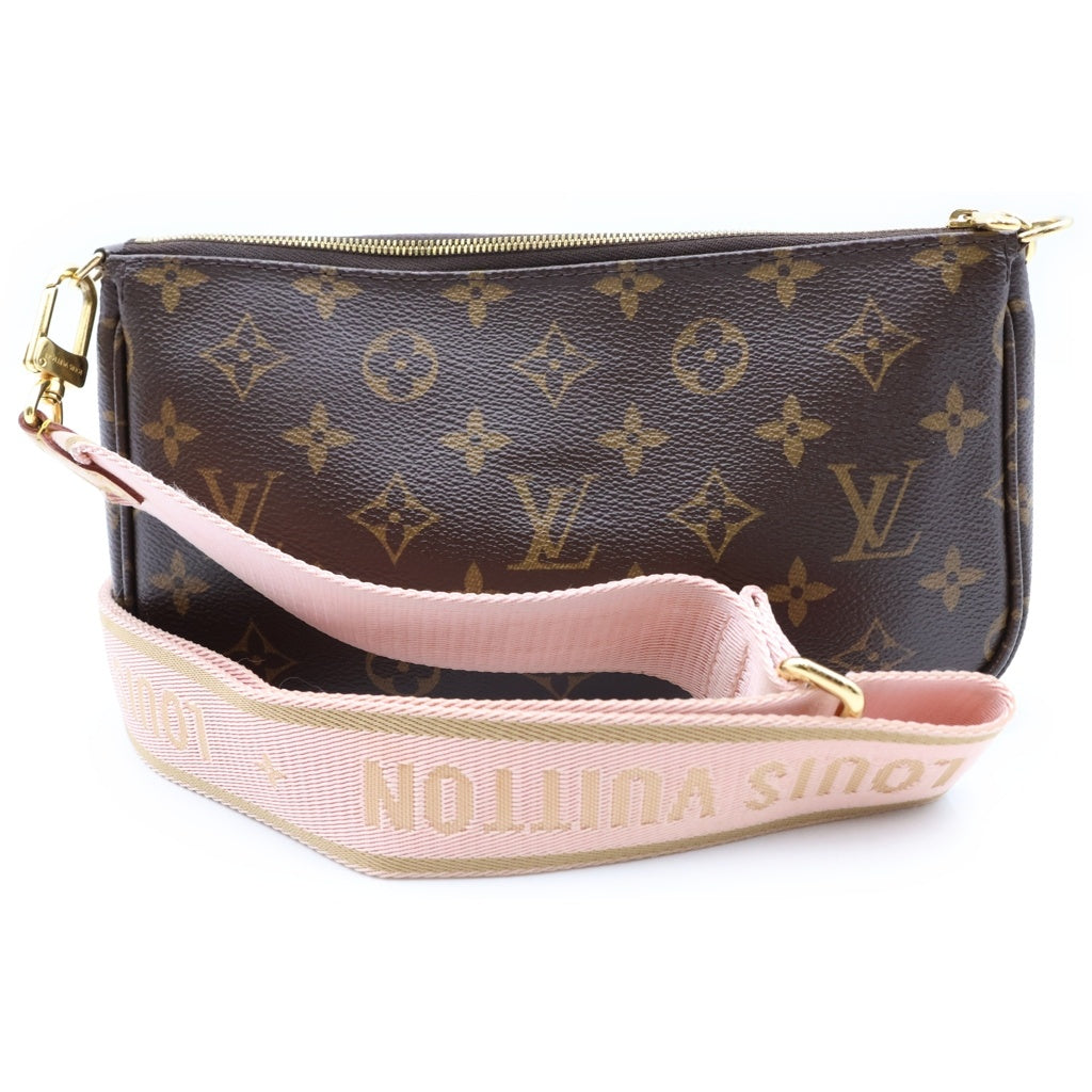 LOUIS VUITTON(ルイヴィトン) モノグラム ミュルティ・ポシェット・アクセソワール ショルダーバッグ ブラック×ピンク レザー×PVC M44840 ゴールド金具 レディース