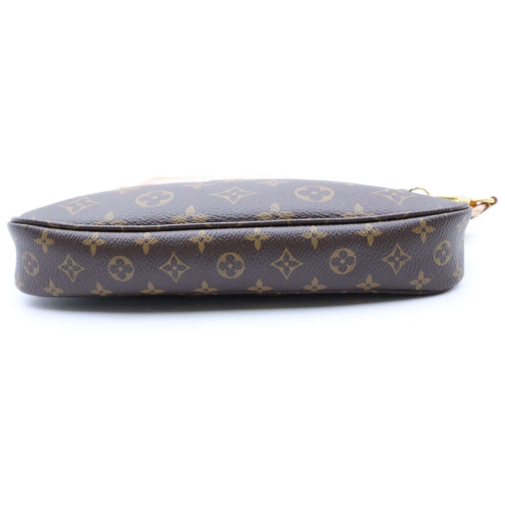 LOUIS VUITTON(ルイヴィトン) モノグラム ミュルティ・ポシェット・アクセソワール ショルダーバッグ ブラック×ピンク レザー×PVC M44840 ゴールド金具 レディース