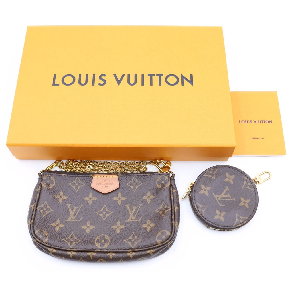 LOUIS VUITTON(ルイヴィトン) モノグラム ミュルティ・ポシェット・アクセソワール ショルダーバッグ ブラック×ピンク レザー×PVC M44840 ゴールド金具 レディース
