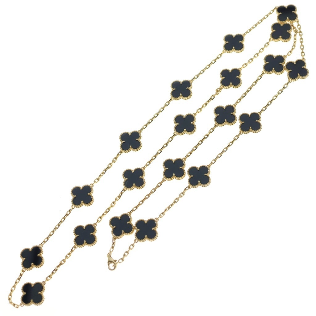 Van Cleef & Arpels(ヴァンクリーフアンドアーペル) ヴィンテージアルハンブラ オニキス 20P ネックレス ブラック×イエローゴールド K18YG レディース