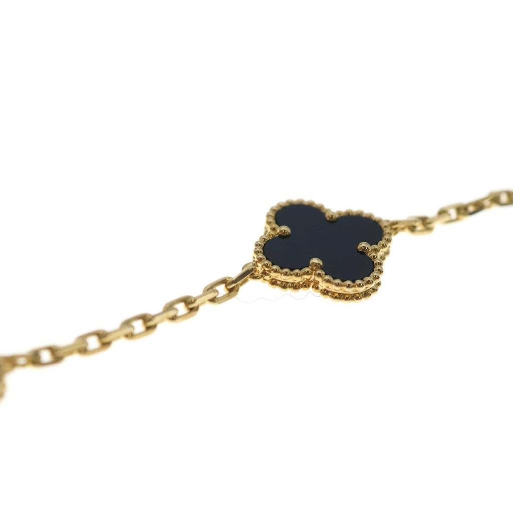 Van Cleef & Arpels(ヴァンクリーフアンドアーペル) ヴィンテージアルハンブラ オニキス 20P ネックレス ブラック×イエローゴールド K18YG レディース