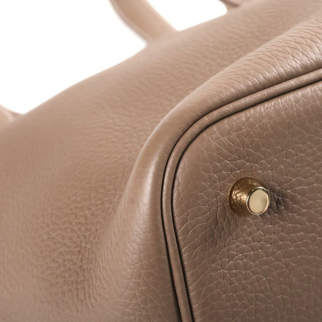 HERMES(エルメス) ピコタンロックMM エトゥープ トリヨンクレマンス レザー ハンドバッグ ゴールド金具 ベージュ G刻印 レディース