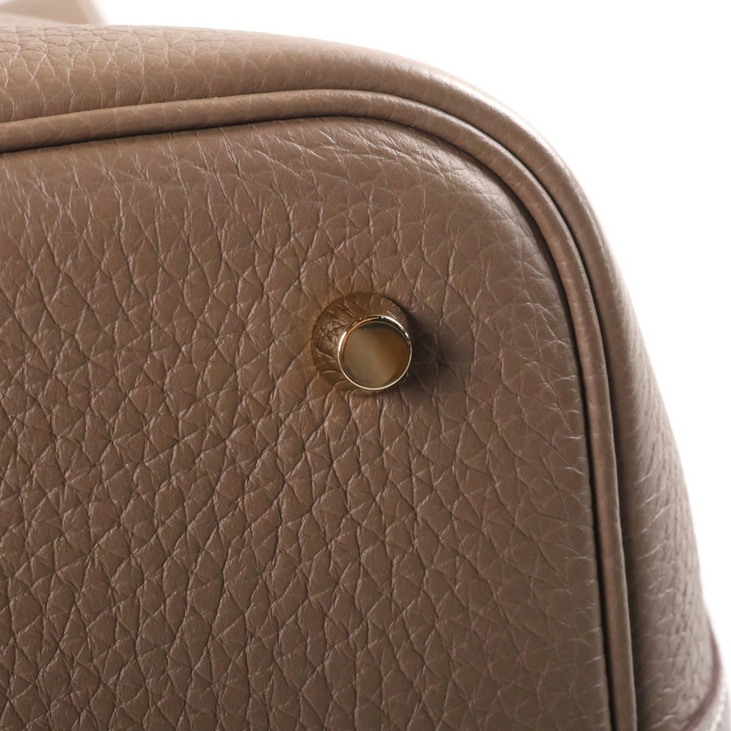 HERMES(エルメス) ピコタンロックMM エトゥープ トリヨンクレマンス レザー ハンドバッグ ゴールド金具 ベージュ G刻印 レディース