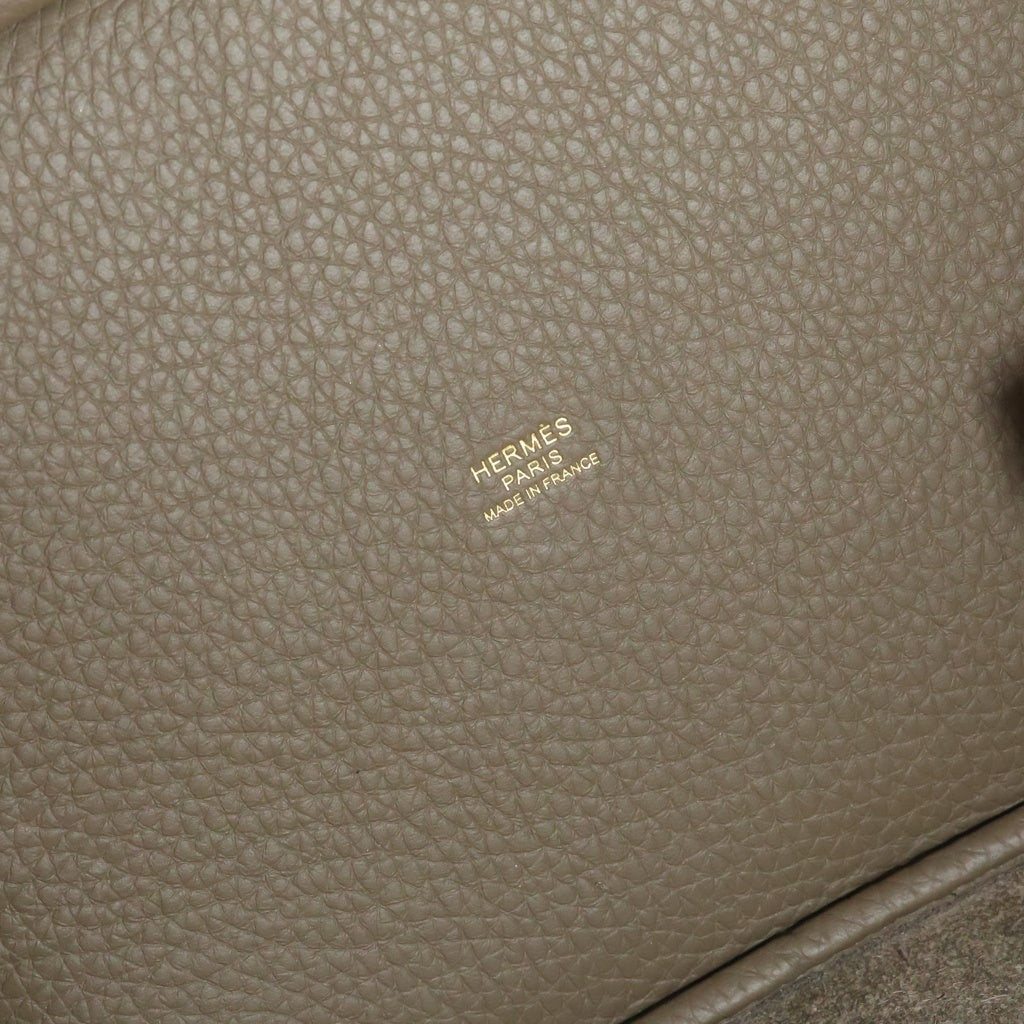 HERMES(エルメス) ピコタンロックMM エトゥープ トリヨンクレマンス レザー ハンドバッグ ゴールド金具 ベージュ G刻印 レディース