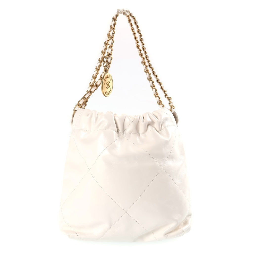 CHANEL(シャネル) シャネル22 ミニ ホワイト ショルダーバッグ シャイニーカーフスキン ゴールド金具 レディース
