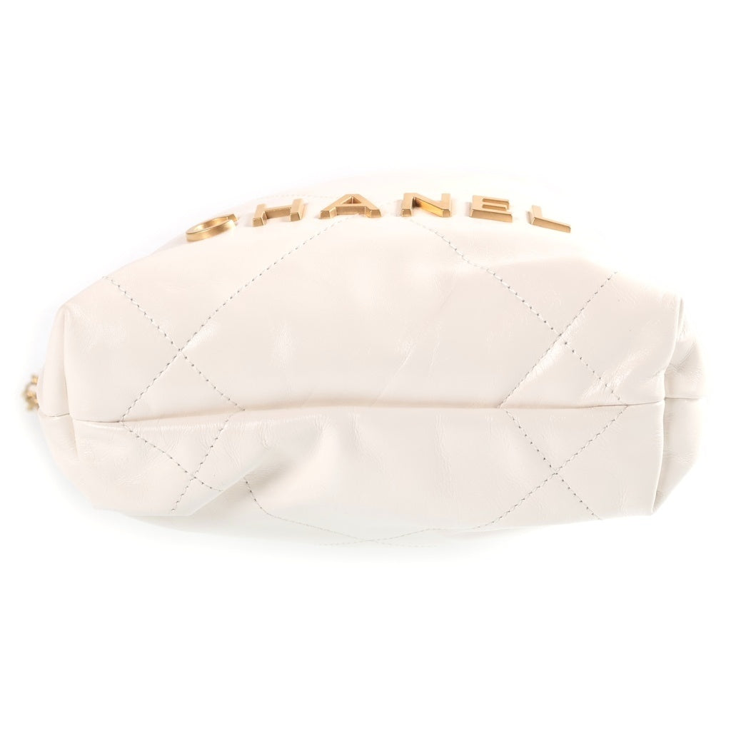 CHANEL(シャネル) シャネル22 ミニ ホワイト ショルダーバッグ シャイニーカーフスキン ゴールド金具 レディース