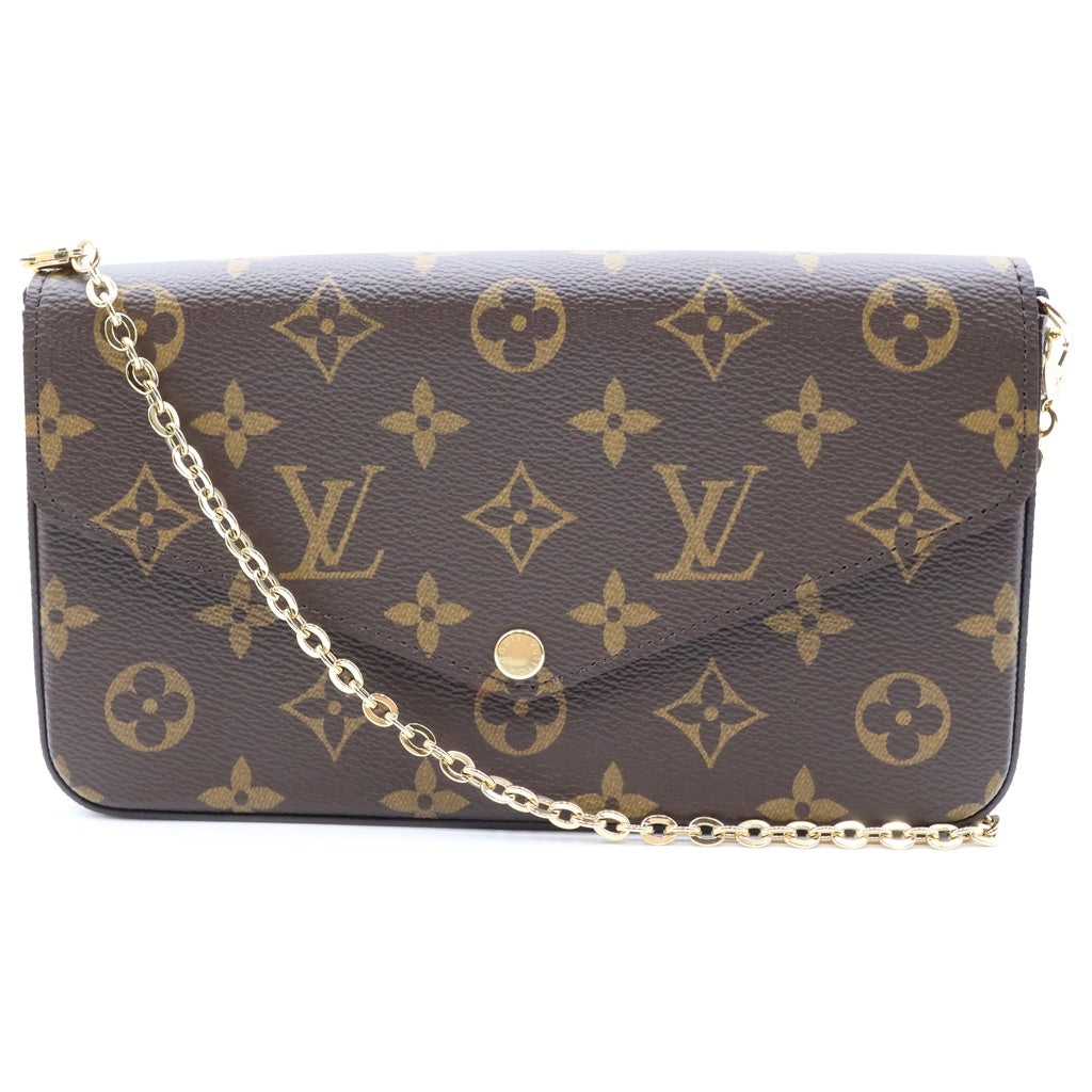 LOUIS VUITTON(ルイヴィトン) モノグラム ポシェットフェリシー PVC レザー チェーンショルダーバッグ ウォレット ゴールド金具 ブラウン M81896 RFID レディース