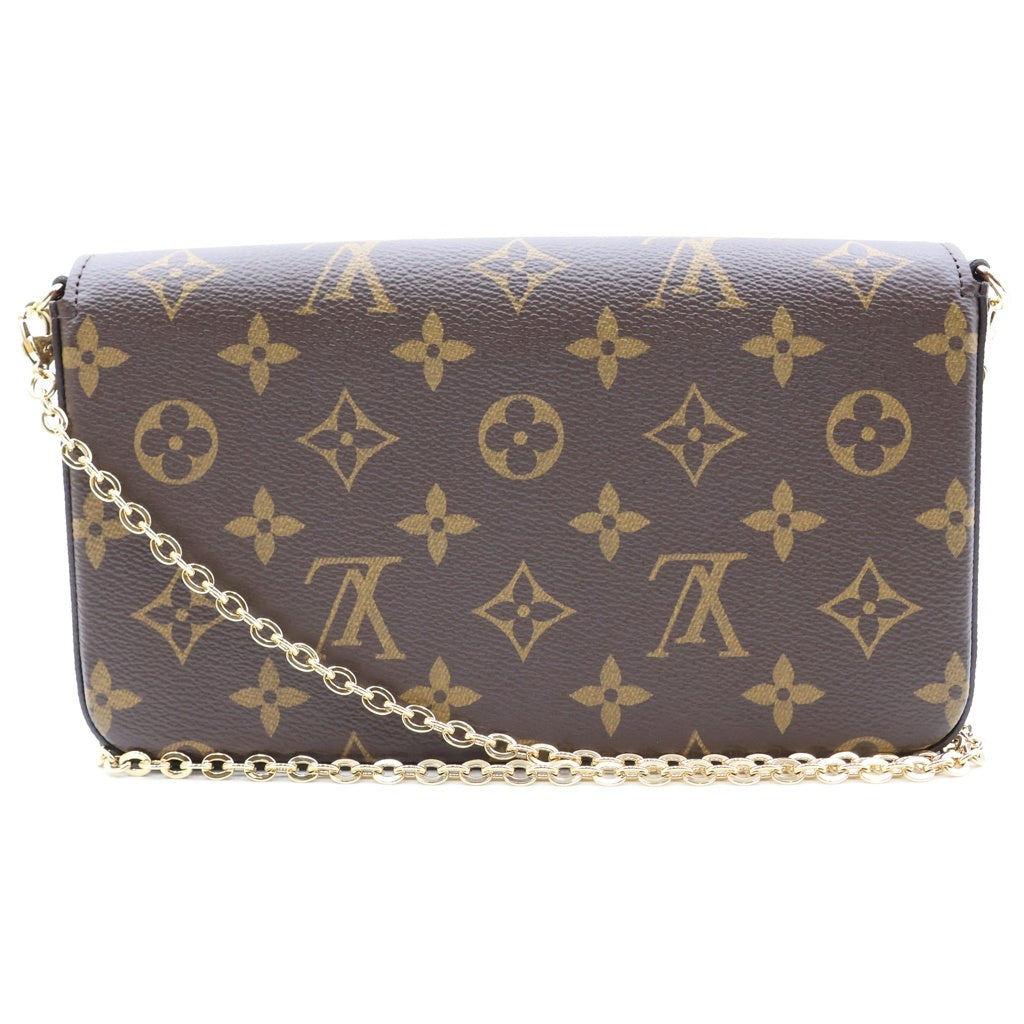 LOUIS VUITTON(ルイヴィトン) モノグラム ポシェットフェリシー PVC レザー チェーンショルダーバッグ ウォレット ゴールド金具 ブラウン M81896 RFID レディース