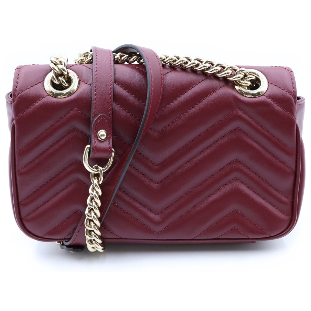 GUCCI(グッチ) GGマーモント レザー チェーンショルダーバッグ ボルドー 446744 レディース