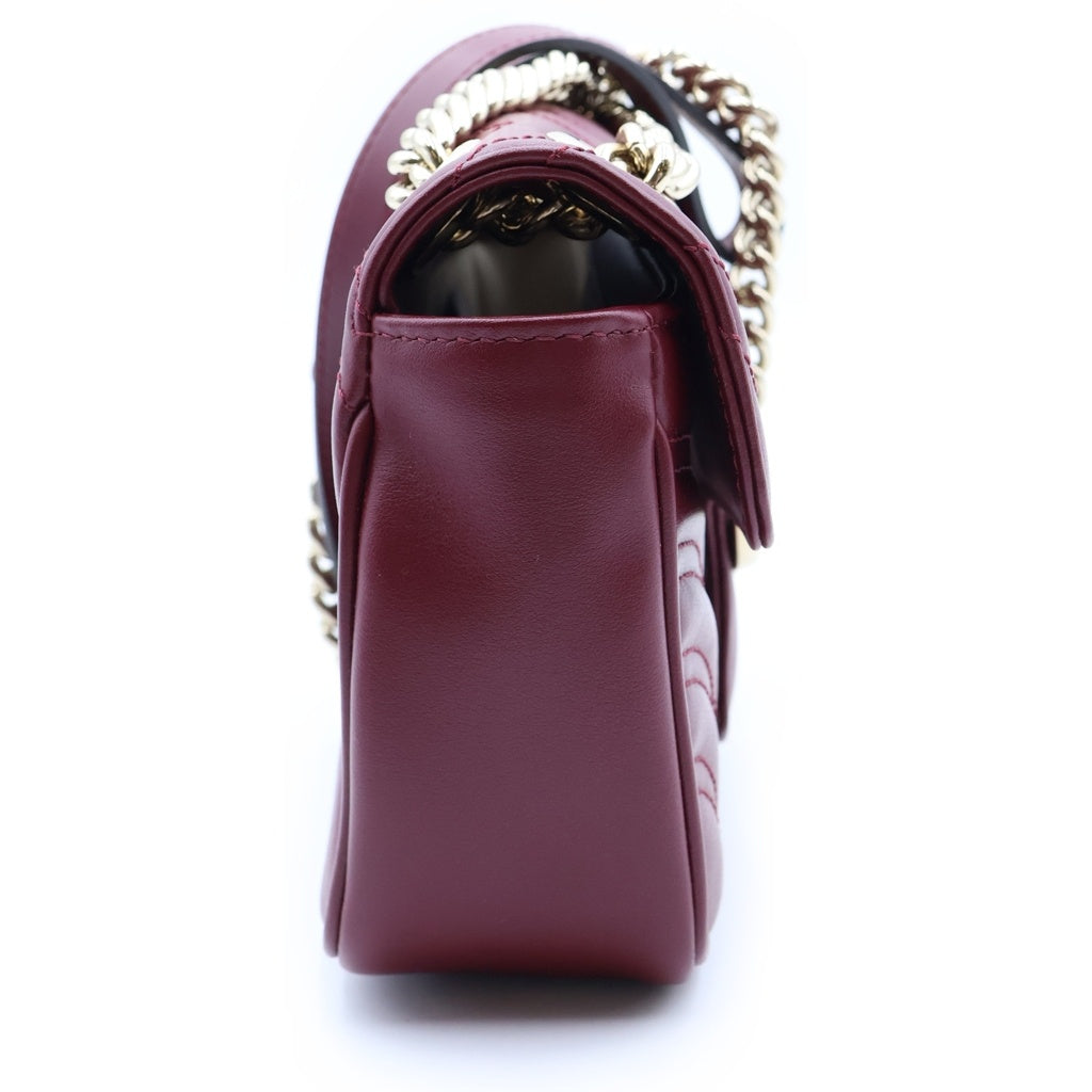 GUCCI(グッチ) GGマーモント レザー チェーンショルダーバッグ ボルドー 446744 レディース