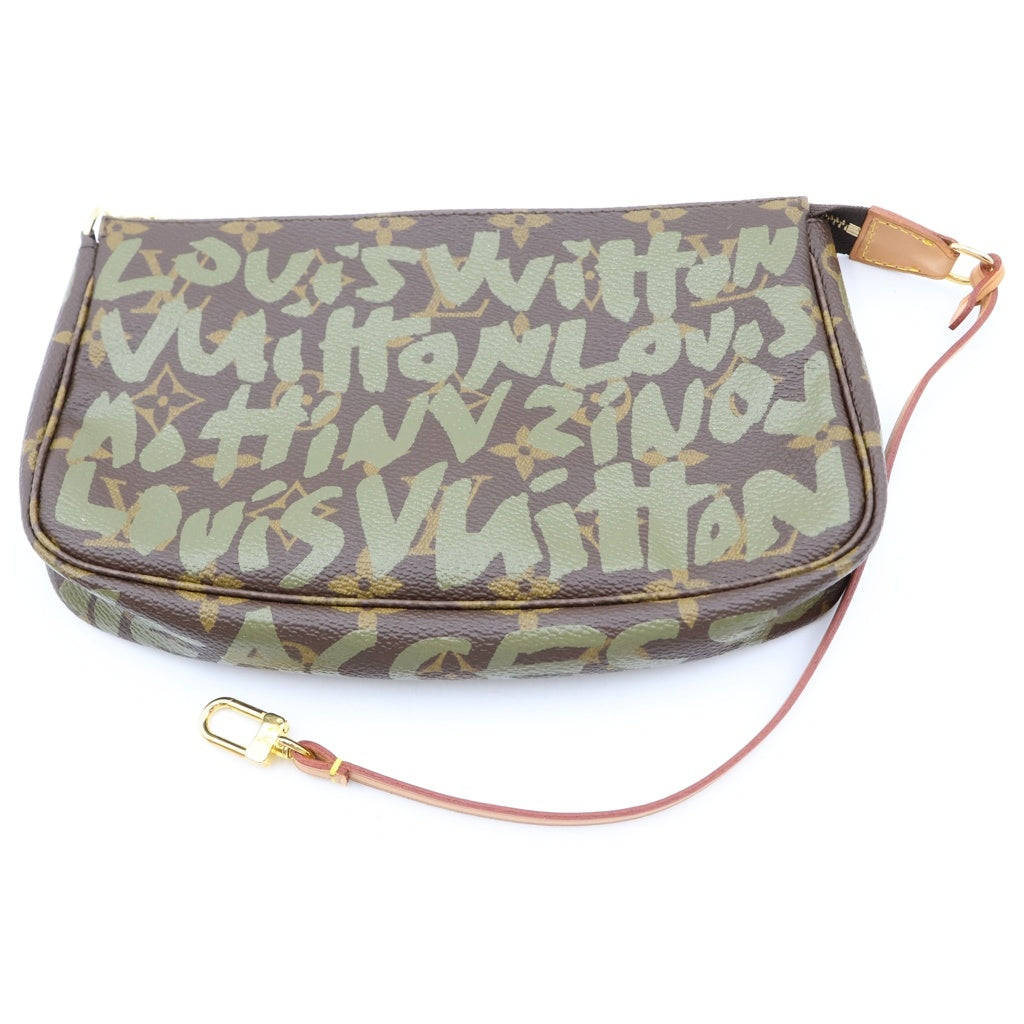LOUIS VUITTON(ルイヴィトン) モノグラム グラフィティ ポシェット アクセソワール PVC レザー アクセサリーポーチ ハンドバッグ ブラウン/カーキ M92191 レディース