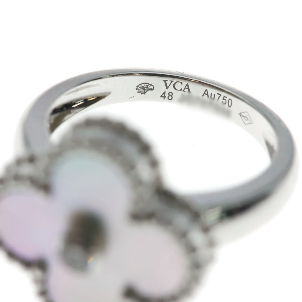 Van Cleef & Arpels(ヴァンクリーフアンドアーペル) ヴィンテージ アルハンブラ マザーオブパール 1PD リング Au750 K18WG ホワイトゴールド JG757906 レディース
