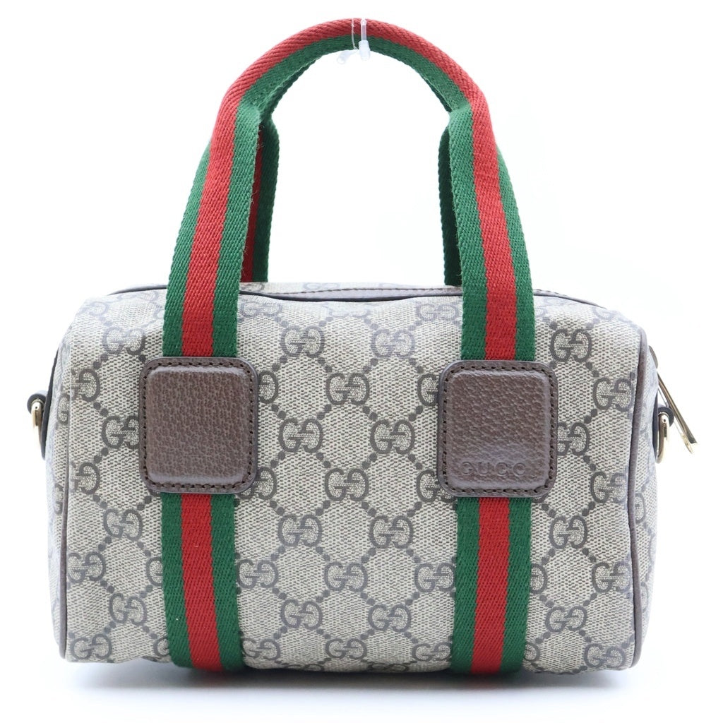 GUCCI(グッチ) オフィディア シェリーライン ボストンバッグ ハンドバッグ ショルダーバッグ 2WAY ベージュ×ブラウン PVC×レザー 859975 レディース