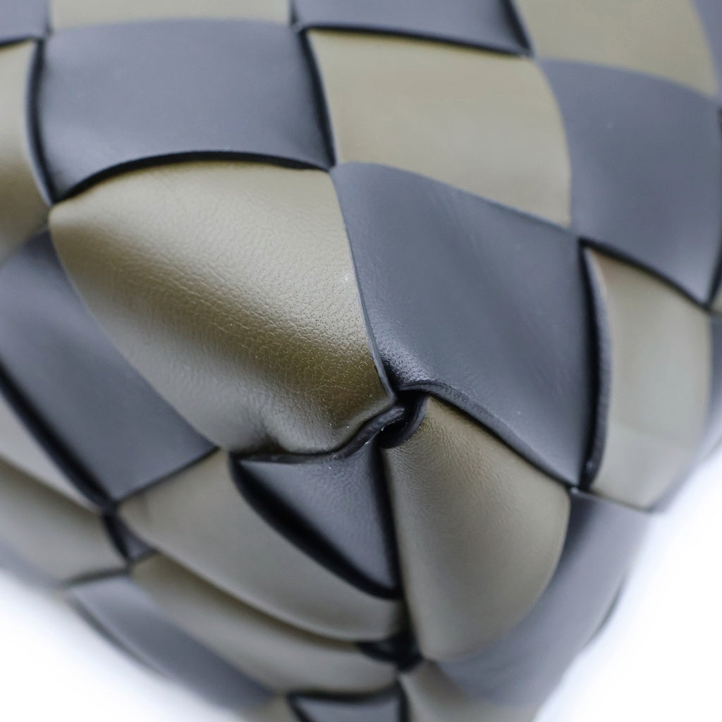 BOTTEGA VENETA(ボッテガヴェネタ) マキシカバ イントレチャート 2WAYハンドバッグ ショルダーバッグ トートバッグ バイカラー カーキ×ブラック レザー ゴールド金具 レディース