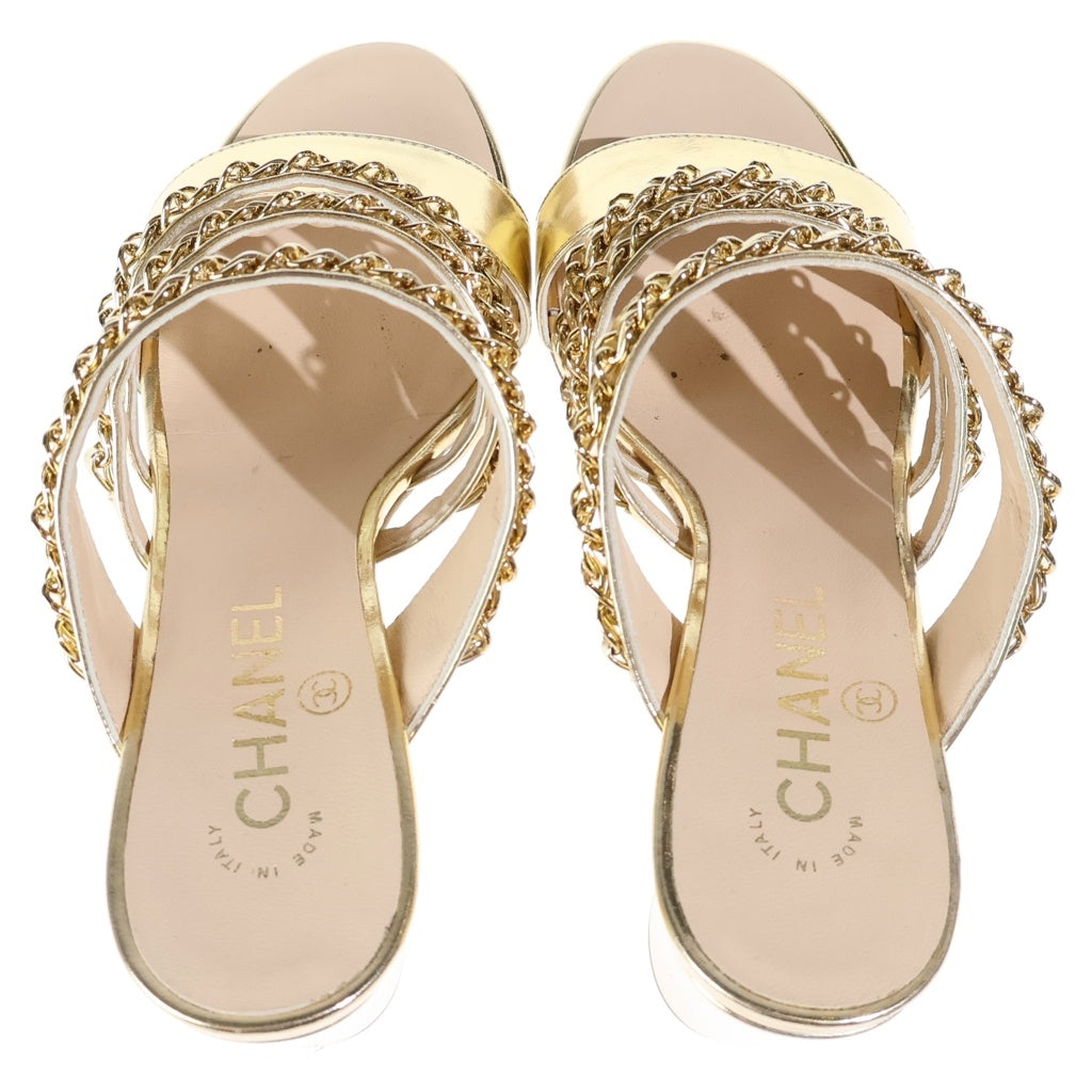 CHANEL(シャネル) チェーンデザインヒールサンダル ゴールド #37C レディース