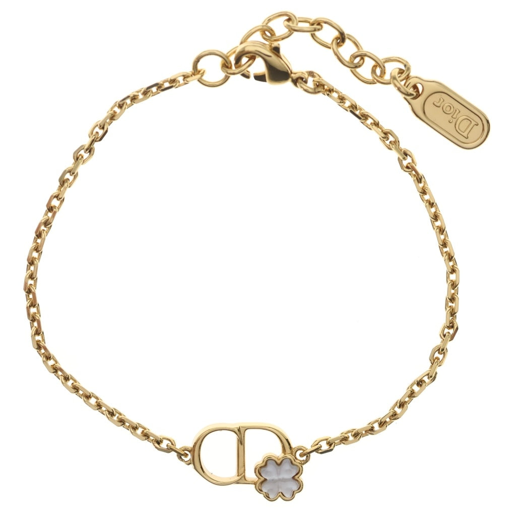 Christian Dior(クリスチャンディオール) CDガーデン ロゴ クローバー ブレスレット チェーン ゴールド レディース