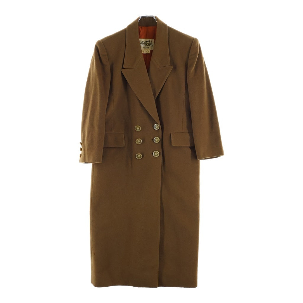 HERMES(エルメス) カシミヤ ダブルロングコート ブラウン #38 レディース