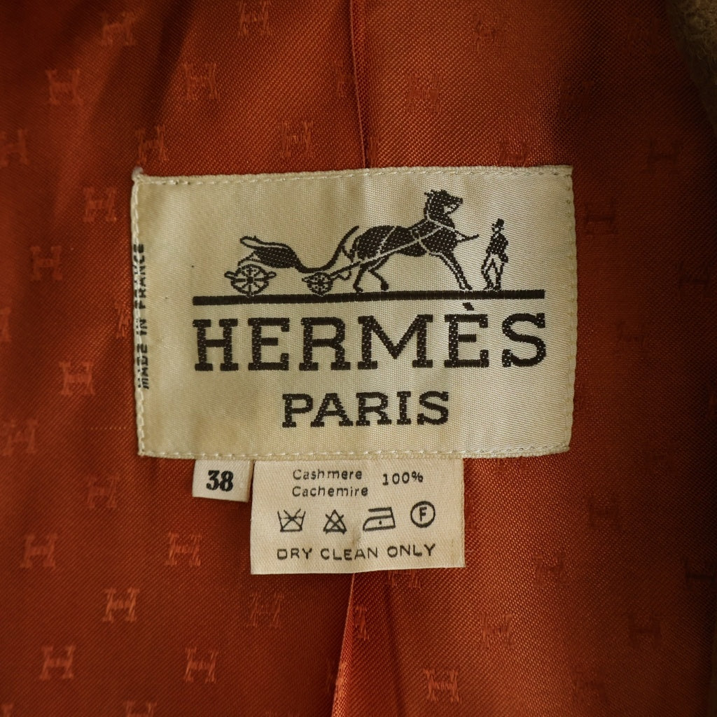 HERMES(エルメス) カシミヤ ダブルロングコート ブラウン #38 レディース