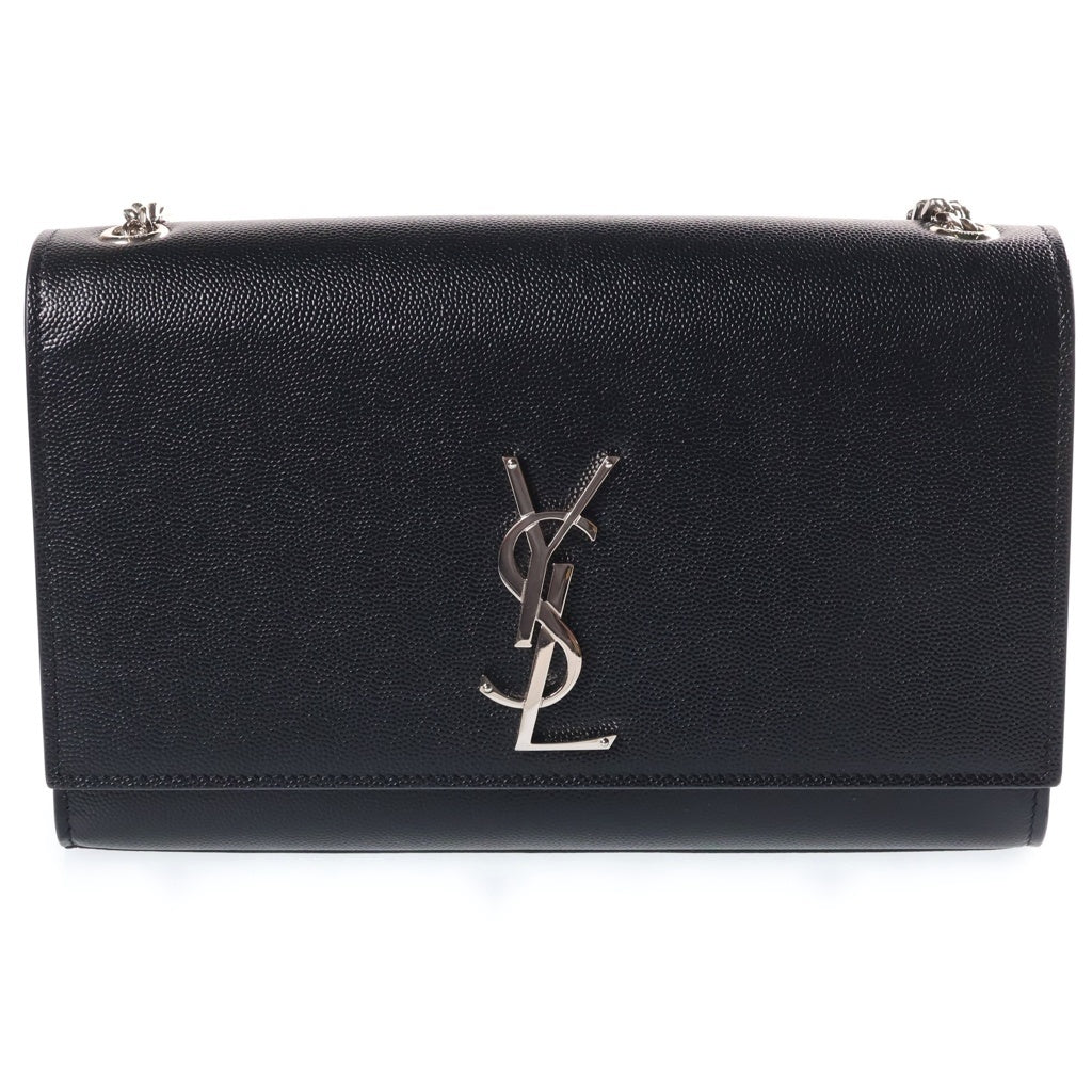 SAINT LAURENT PARIS(サンローランパリ) ケイト ミディアム チェーンショルダーバッグ ブラック キャビアスキン シルバー金具 364021 レディース