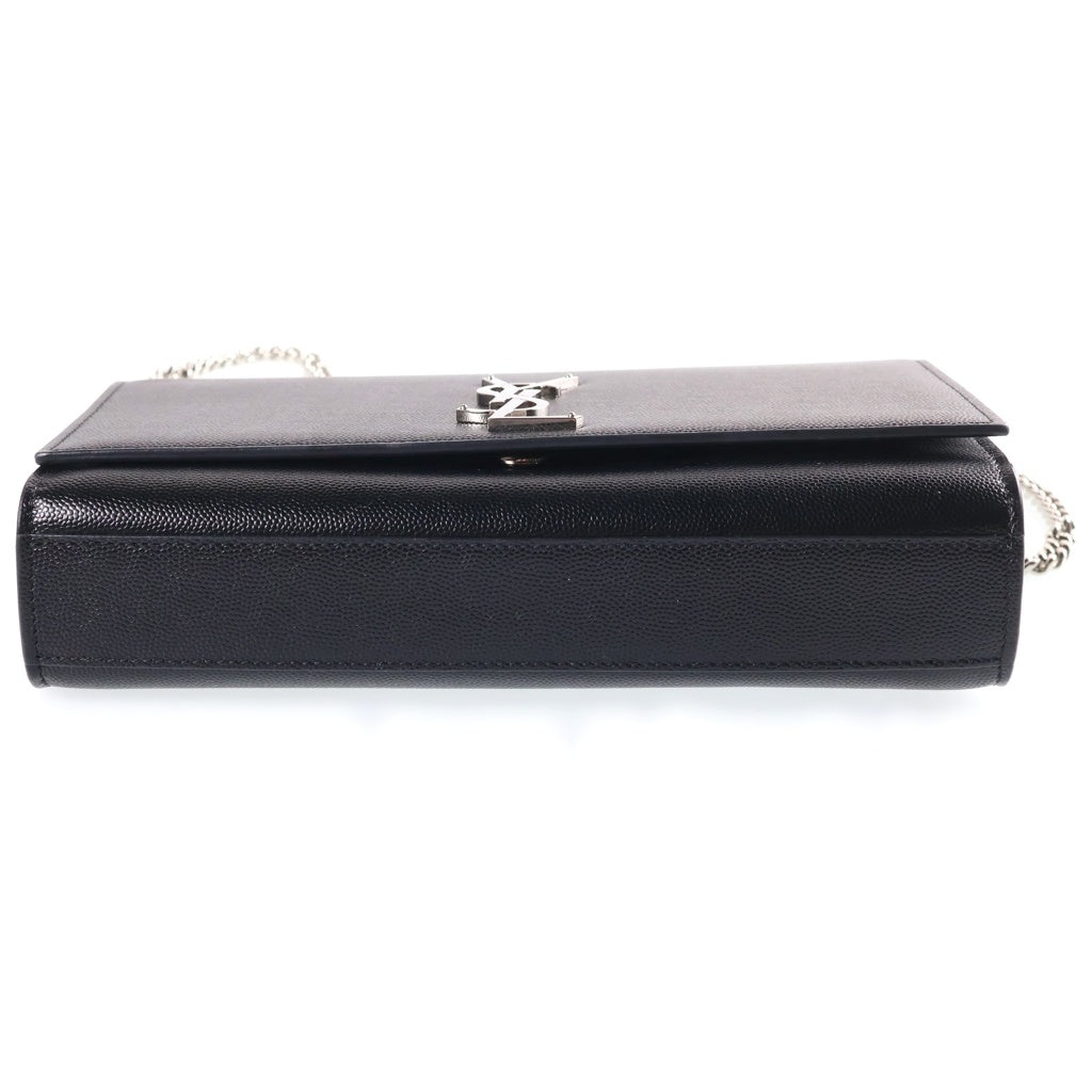 SAINT LAURENT PARIS(サンローランパリ) ケイト ミディアム チェーンショルダーバッグ ブラック キャビアスキン シルバー金具 364021 レディース
