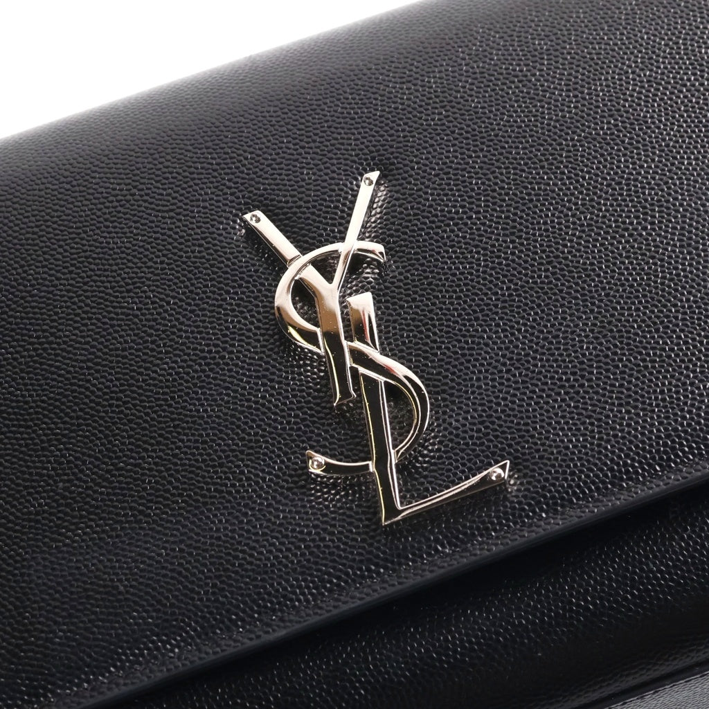 SAINT LAURENT PARIS(サンローランパリ) ケイト ミディアム チェーンショルダーバッグ ブラック キャビアスキン シルバー金具 364021 レディース