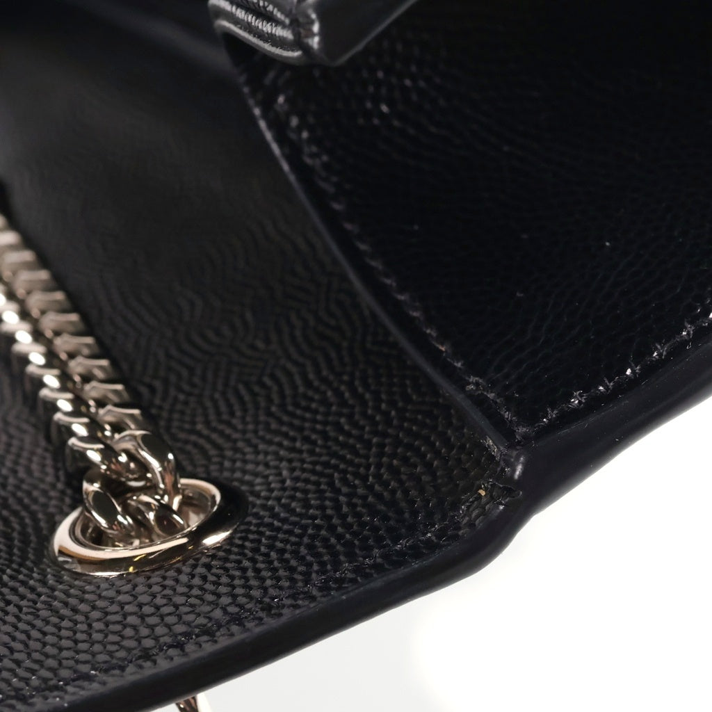 SAINT LAURENT PARIS(サンローランパリ) ケイト ミディアム チェーンショルダーバッグ ブラック キャビアスキン シルバー金具 364021 レディース