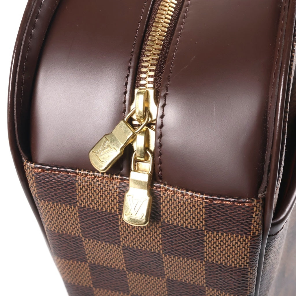 LOUIS VUITTON(ルイヴィトン) ダミエ サリア オリゾンタル ハンドバッグ ブラウン レザー×PVC N51282 ゴールド金具 レディース