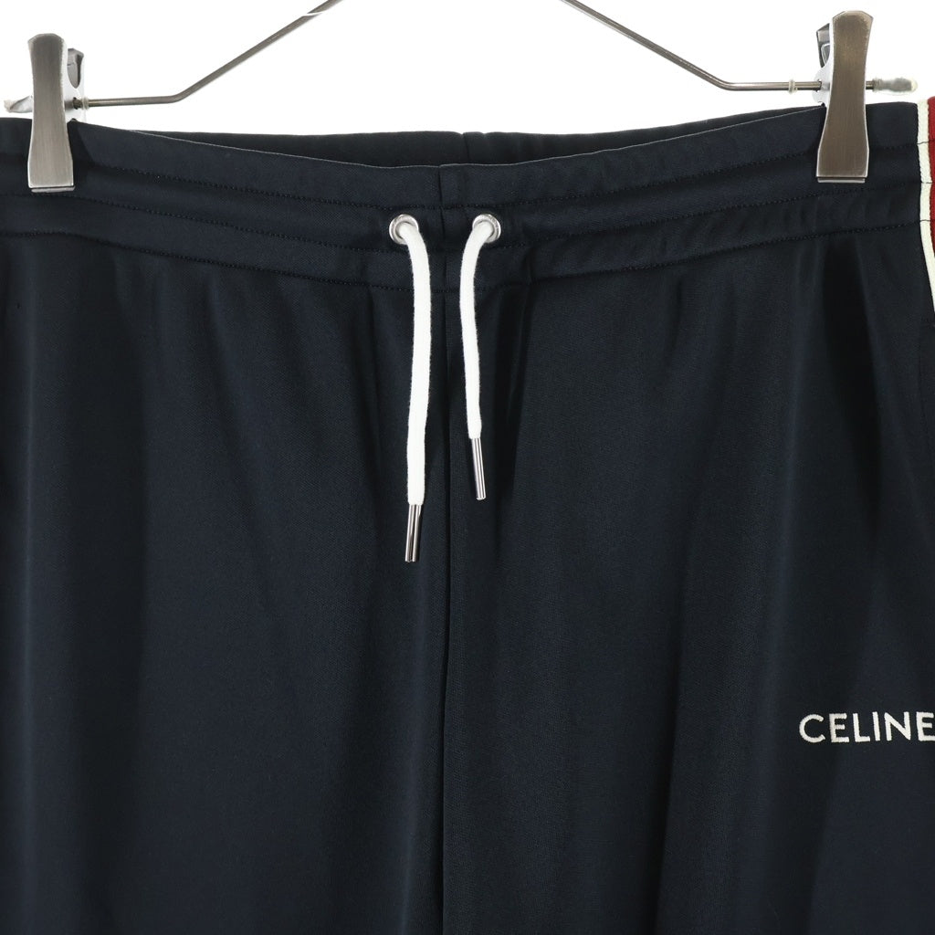 CELINE(セリーヌ) ダブルフェイスジャージー サイドライントラックロングパンツ ブラック×レッド 2Z556121