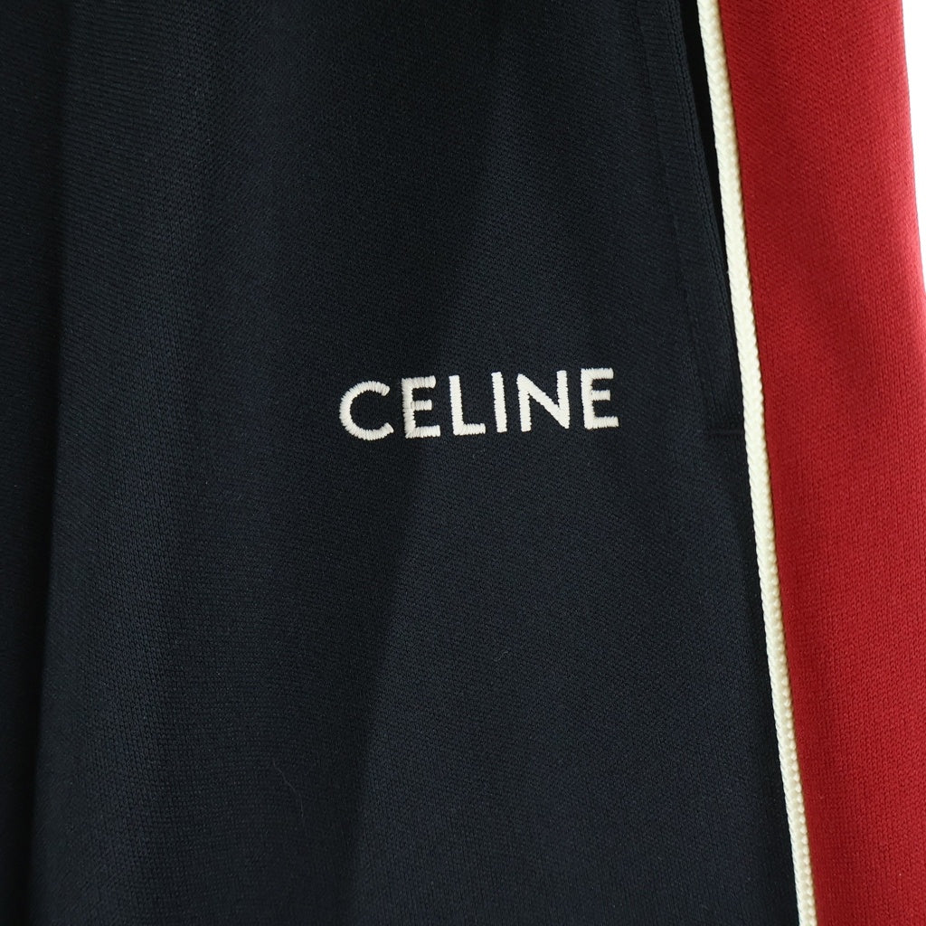 CELINE(セリーヌ) ダブルフェイスジャージー サイドライントラックロングパンツ ブラック×レッド 2Z556121